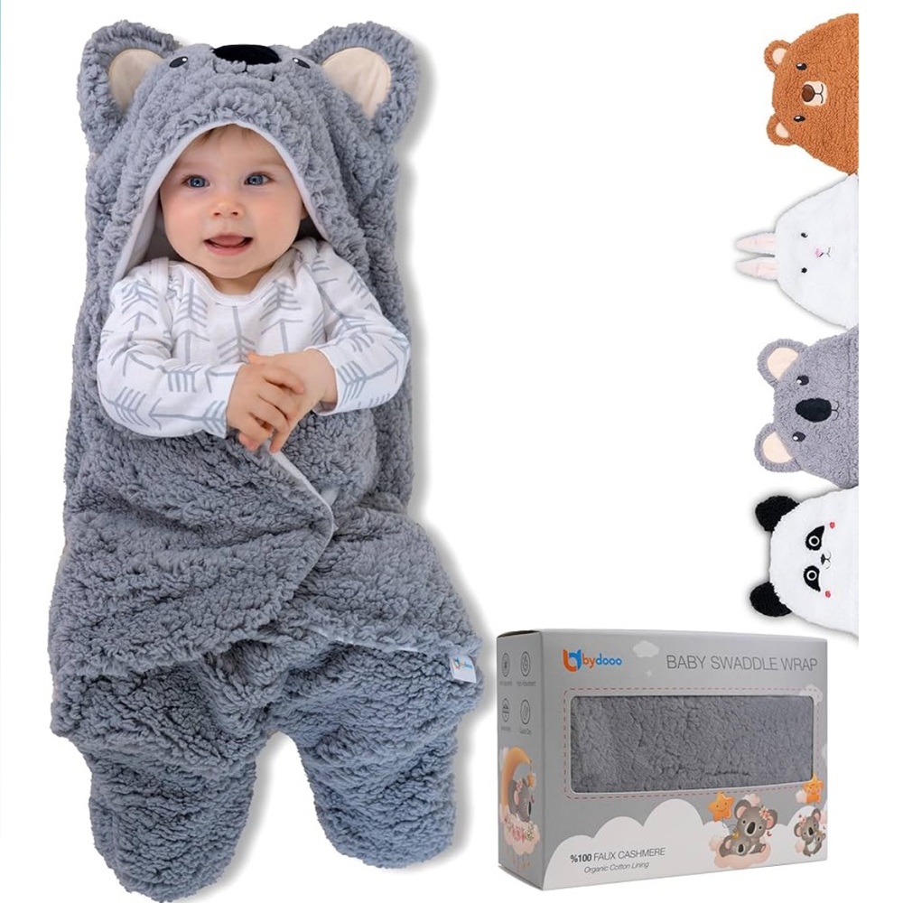 Bydoo Gray Koala Baby Swaddle Wrap